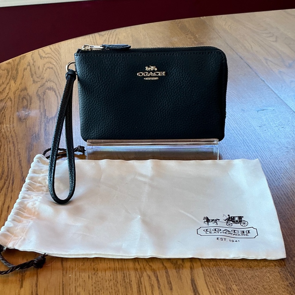 Coach Black Leather Double Wristlet - EUC Used only